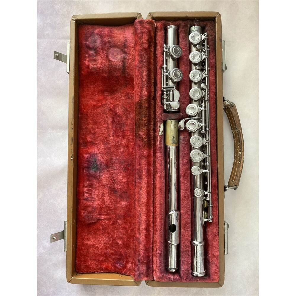 Vintage ARTLEY FLUTE, ELKHART-Ind Serial 136467 In Brown Case Rare Instrument